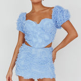Cielito Embellished Crop Top Light Blue