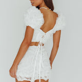 Cielito Embellished Crop Top White