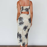 Miss Me Tied Bust Crop Top Floral Cream