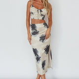 Miss Me Tied Bust Crop Top Floral Cream