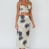 Miss Me Tied Bust Crop Top Floral Cream