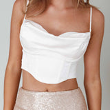 Lila Cowl Neck Corset Top Cream