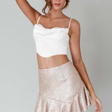 Lila Cowl Neck Corset Top Cream