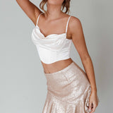 Lila Cowl Neck Corset Top Cream