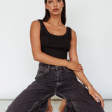 Drifting Ribbed Crop Top Black