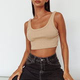 Drifting Ribbed Crop Top Tan