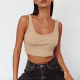 Drifting Ribbed Crop Top Tan