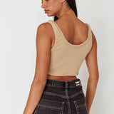 Drifting Ribbed Crop Top Tan