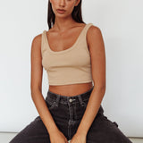 Drifting Ribbed Crop Top Tan