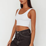 Drifting Ribbed Crop Top White