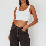 Drifting Ribbed Crop Top White