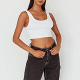 Drifting Ribbed Crop Top White