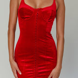Allie Hook & Eye Mini Dress Velvet Burgundy