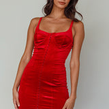 Allie Hook & Eye Mini Dress Velvet Burgundy