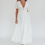 Sunday Kinda Love Puff Sleeve Lace Dress White