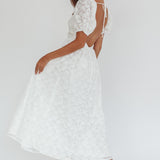 Sunday Kinda Love Puff Sleeve Lace Dress White
