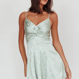 Lumine Floral Jacquard Twist Mini Dress Sage