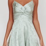 Lumine Floral Jacquard Twist Mini Dress Sage