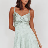 Lumine Floral Jacquard Twist Mini Dress Sage