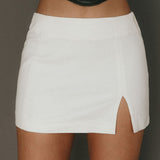 Lucked Out Split Mini Skirt White
