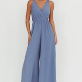 Everything Crossover Strap Jumpsuit Storm Blue
