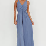 Everything Crossover Strap Jumpsuit Storm Blue