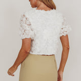 Chiron Front Tie Rosette Top Off White