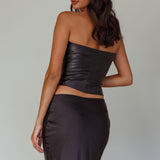 Moto Strapless Zipper Top Black