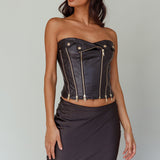 Moto Strapless Zipper Top Black