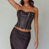 Moto Strapless Zipper Top Black