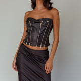 Moto Strapless Zipper Top Black