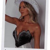 Up All Night Diamante Crop Top Black