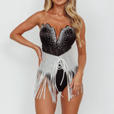 Up All Night Diamante Crop Top Black