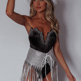Up All Night Diamante Crop Top Black