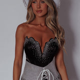 Up All Night Diamante Crop Top Black