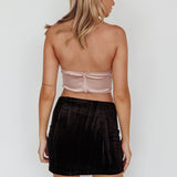 Up All Night Diamante Crop Top Blush