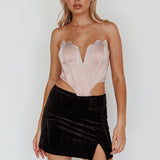 Up All Night Diamante Crop Top Blush