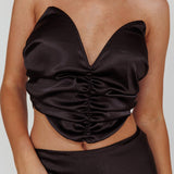 Mieke Pointed Sweetheart Neckline Crop Top Black