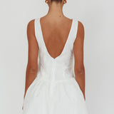 Profile Pic Drop Waist Flounce Mini Dress Textured White