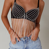 Showgirl Diamante Bra Crop Top Black