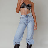 Showgirl Diamante Bra Crop Top Black