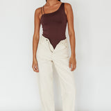 Bare Double Strap Bodysuit Brown