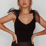 Midsomer Tied Shoulder Bodysuit Black