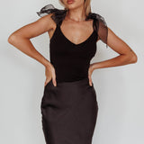 Midsomer Tied Shoulder Bodysuit Black