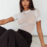 Kyoto Sheer Short Sleeve Bodysuit White