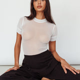 Kyoto Sheer Short Sleeve Bodysuit White