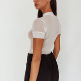 Kyoto Sheer Short Sleeve Bodysuit White