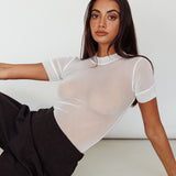 Kyoto Sheer Short Sleeve Bodysuit White