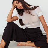 Kyoto Sheer Short Sleeve Bodysuit White