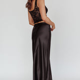 Unrequited Love Satin Maxi Skirt Black